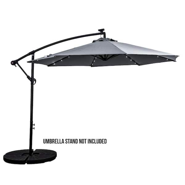 Sun-Ray 10 ft. Cantilever Offset Aluminum Solar Umbrella Cross Base in Grey