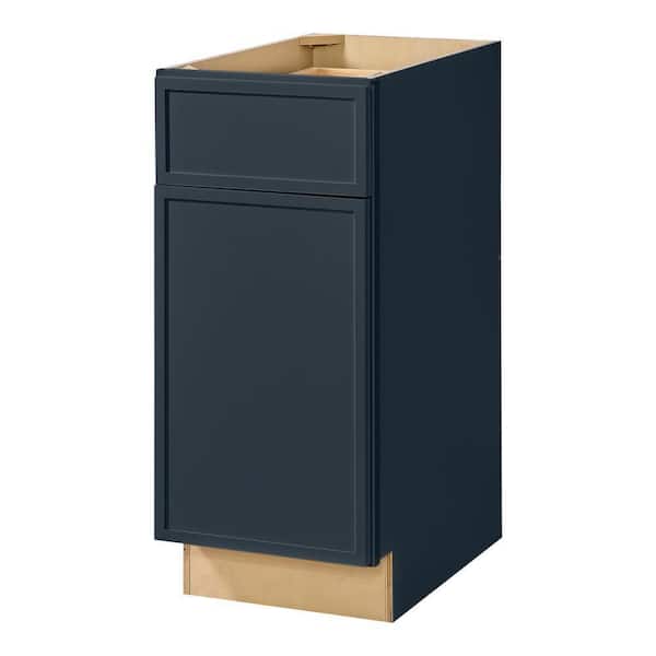 Leyton 15 in. W x 24 in. D x 34.5 in. H Ready to Assemble Plywood Slim Shaker Base Kitchen Cabinet in Ink Blue