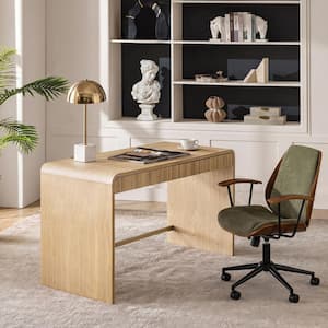 Florencia 49.5 in. Rectangular Green Wood 2-Drawer Desk with Desk and Chair