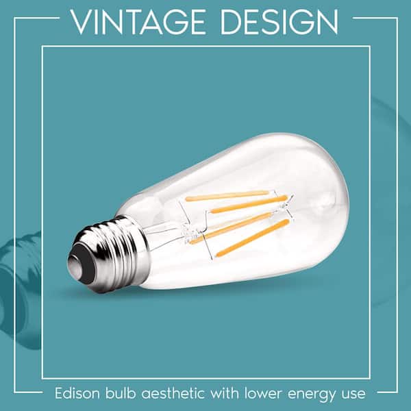 LUXRITE 75W Equivalent ST19 ST58 Dimmable Edison LED Light Bulbs 8