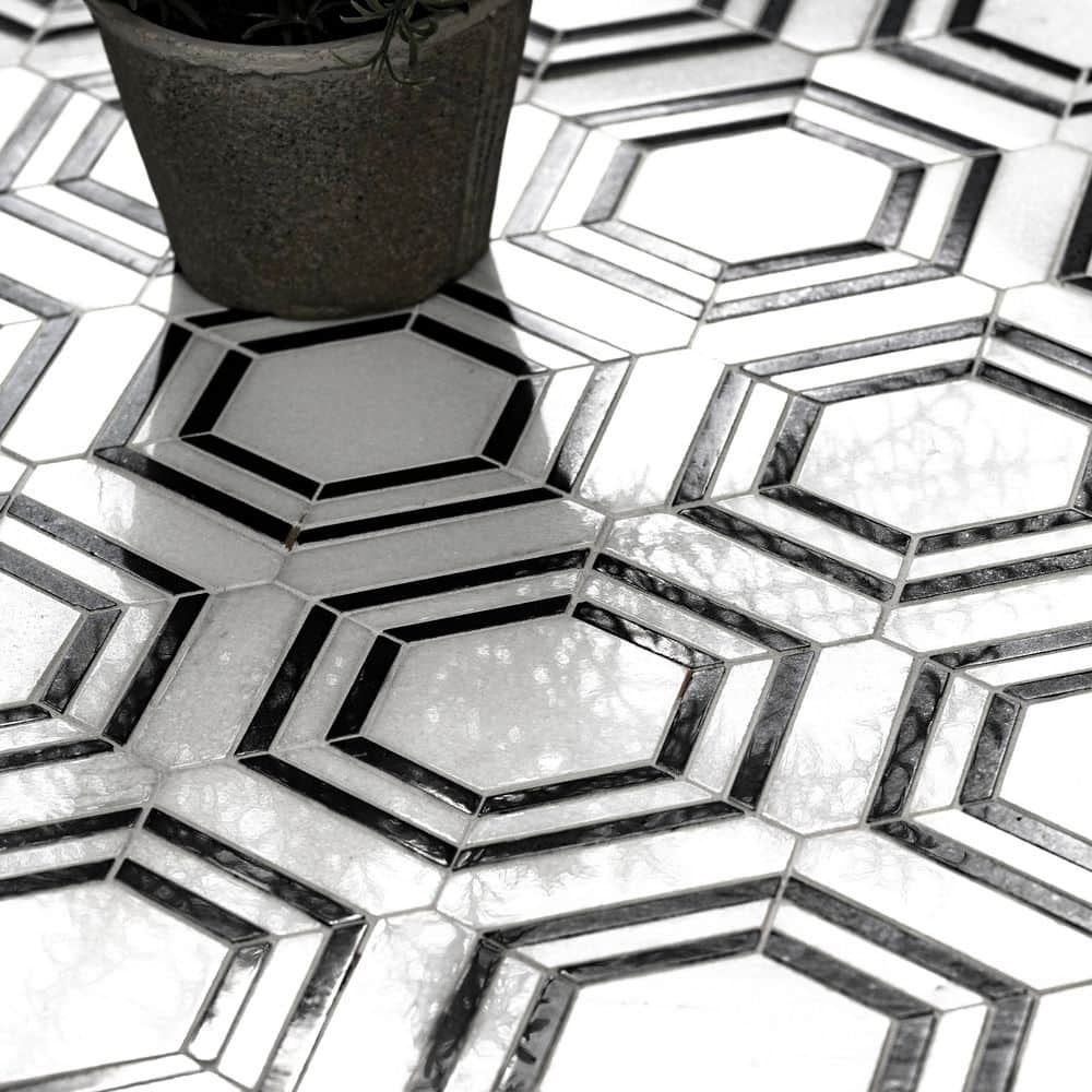 Bianco Hexagon Polished Marble Mosaic Tile Sheet