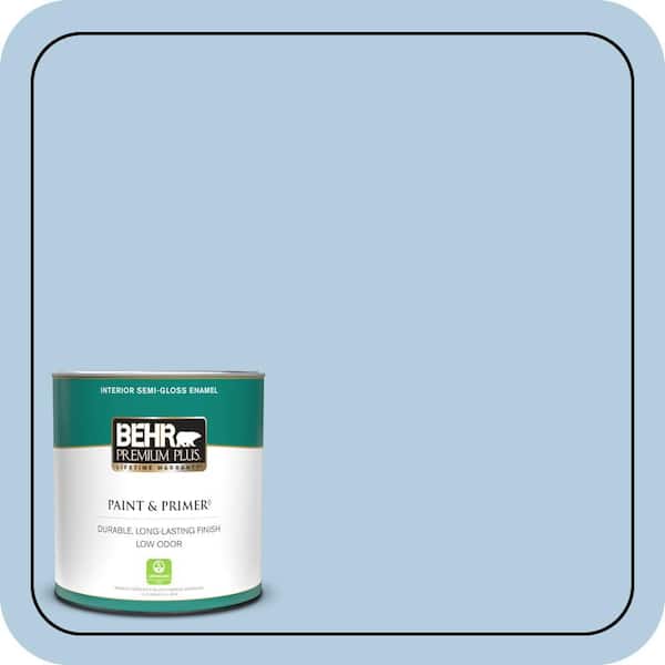 BEHR PREMIUM PLUS 1 qt. #PPU14-14 Crystal Waters Semi-Gloss Enamel Low Odor Interior Paint & Primer