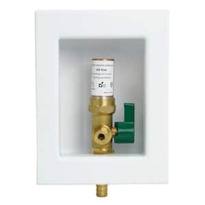 Pex Pre-Assembled Ice Maker Outlet Box, 1/2in. Pex F1807 Crimp with 1/4-Turn Ball Valve w/Copper Water Hammer Arrestor