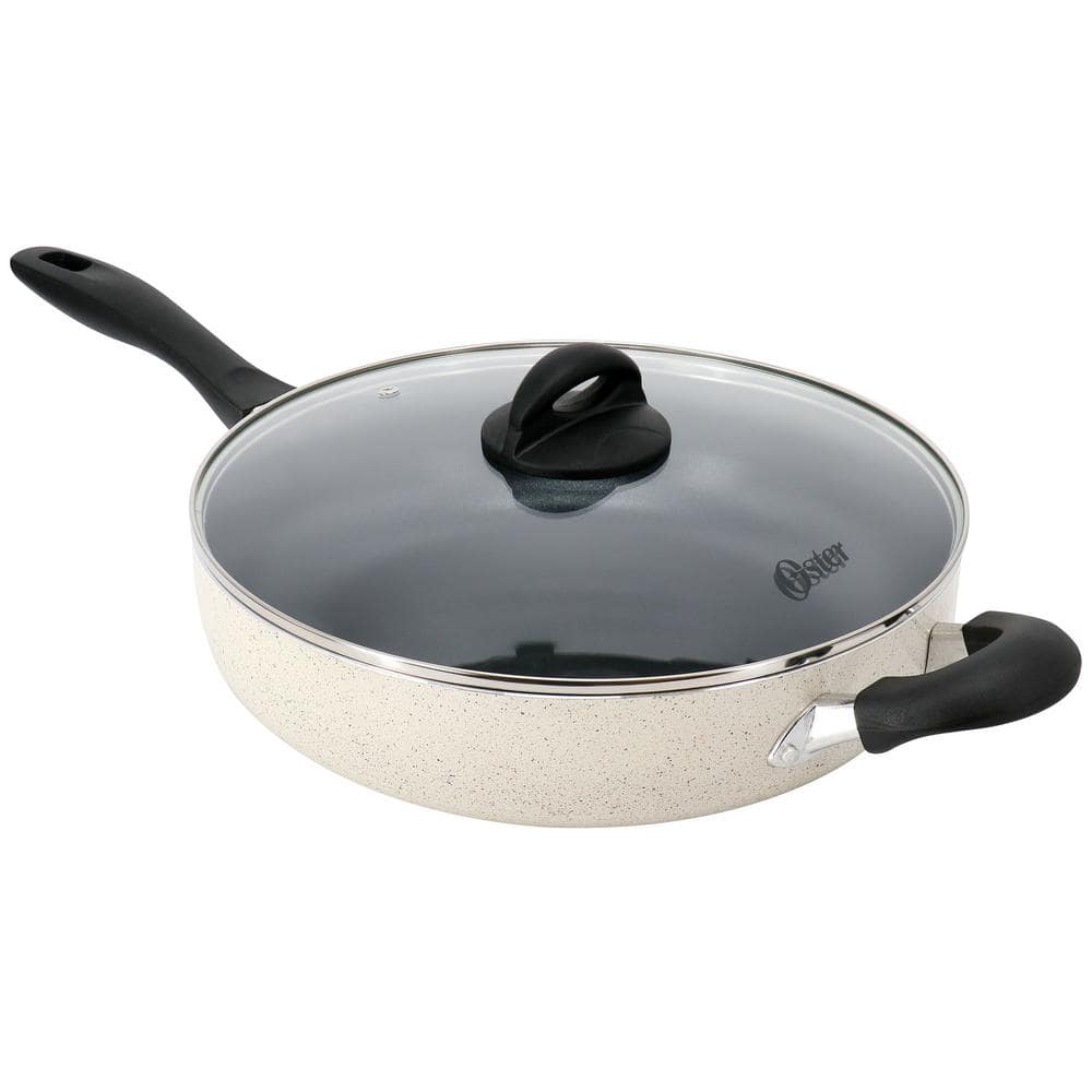 Oster Clairborne 5 qt. Aluminum Nonstick Saute Pan with Lid in Sand ...