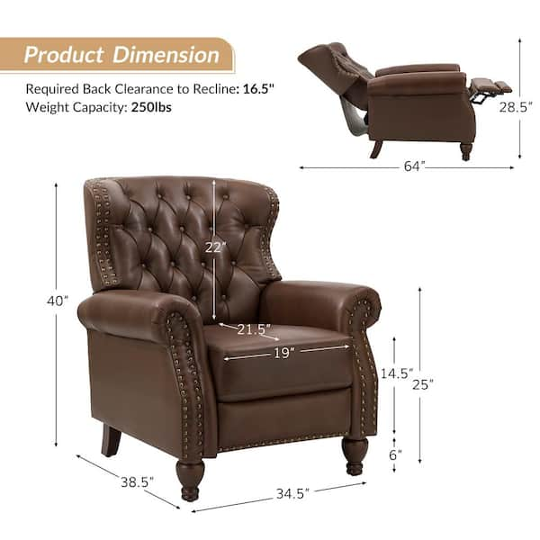 JAYDEN CREATION Joseph Genuine Leather Swivel BROWN Manual Recliner with  Wooden Arm Accents and Straight Tufted Back Cushion (Set of 2)  RCCZ0827-BRN-S2 - The Home Depot