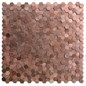 DIP Mini Bronze Hex Tile 12 in. x 12 in. Self-Adhesive PVC Backsplash (10 pack)