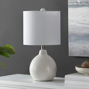 Memphis 20 in. Ivory Table Lamp with White Shade