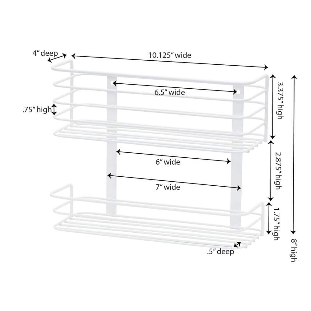 White 2-Tier Steel Wire Basket Door Mount Organizer