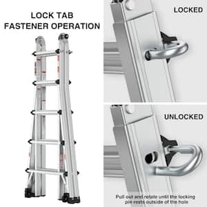 22 ft. Multi-Position Extension Aluminium Ladder with Wheels, A-Frame 300 lb. Weight Rating