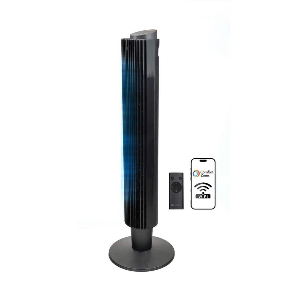 42 in. 5 Speed Tower Fan with Oscillation, Timer, Remote Control and Wi-Fi, in Black price history on PriceWatchPro