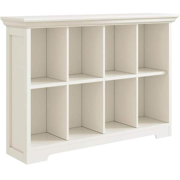 27.4 in. H x 50 in. W x13.4 in. D  Warm White Wood 2 Tiers Floor 8- Cube Organizer