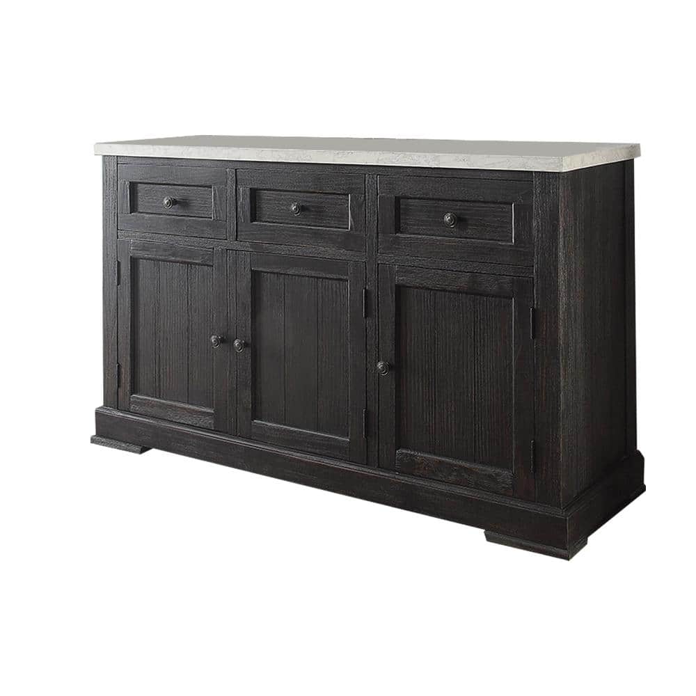 Nolan 58'' Weathered Black and White Marble Sideboard