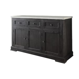 Nolan White Marble and Salvage Dark Oak Buffet with Drawers