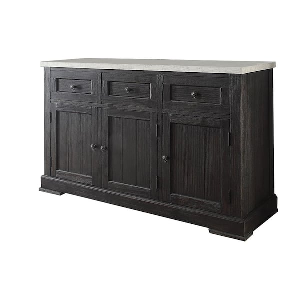 Acme Furniture Nolan White Marble and Salvage Dark Oak Buffet with Drawers