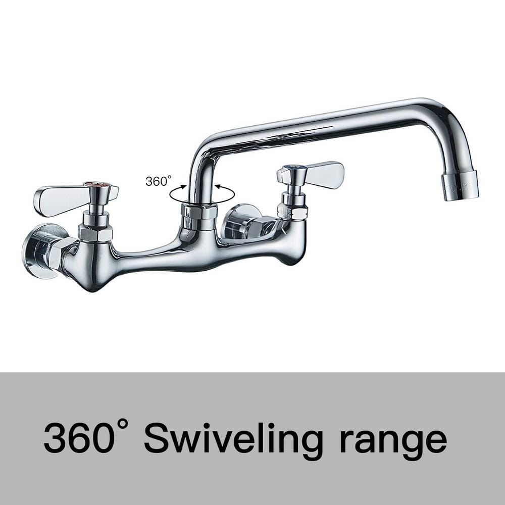 Polished Chrome 2-Handle Wall Mount Pot Filler Faucet
