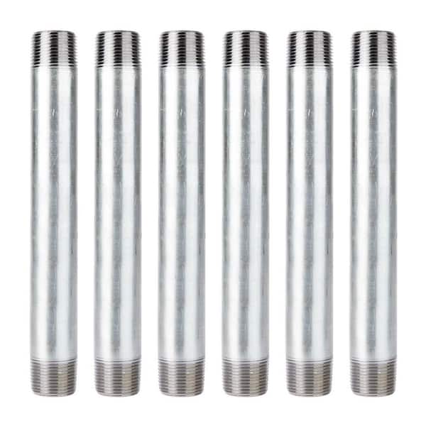 PIPE DECOR 1 in. x 10 in. Galvanized Steel Nipple, 6 Pack