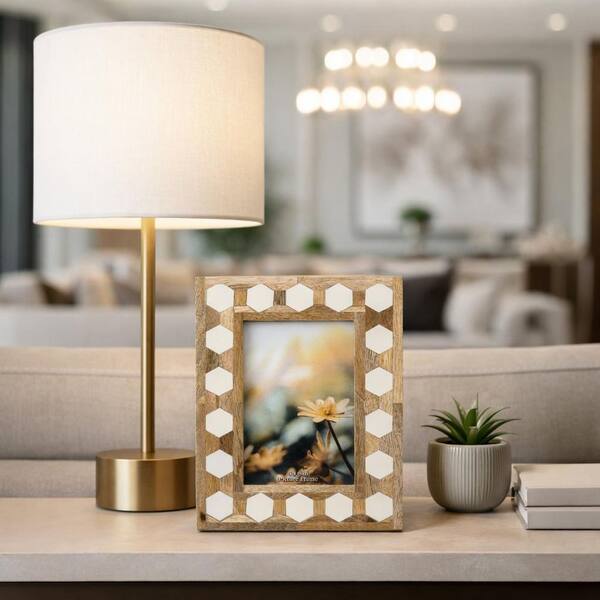 Liv & Skye 4 in. x 6 in. White Wooden Hexagon Picture Frame with