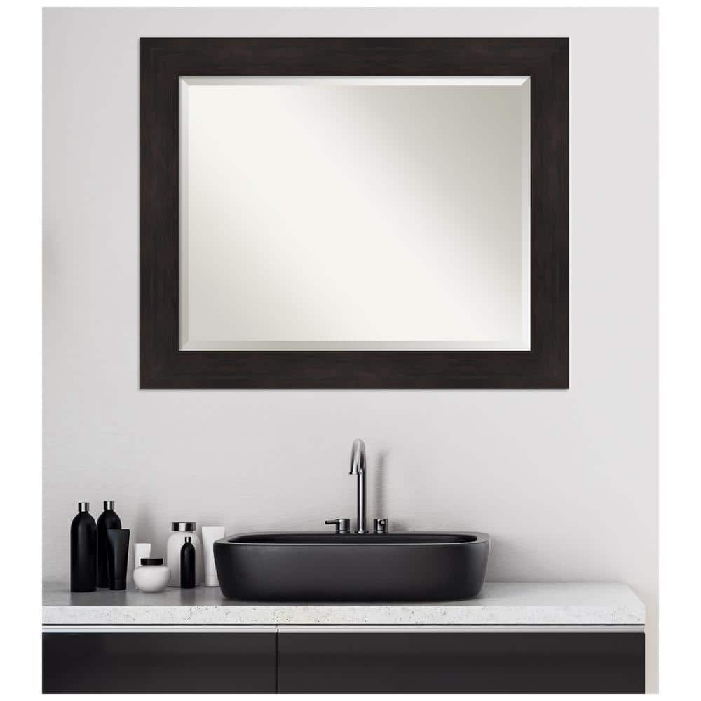 Espresso Brown Polystyrene Framed Vanity Mirror 33.5 x 27.5 Inches