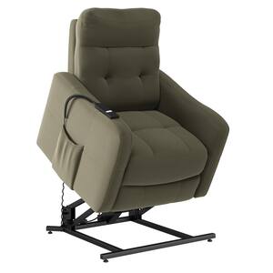 Sage Green Velour Fabric Power Recline and Lift Chair with Wired Remote