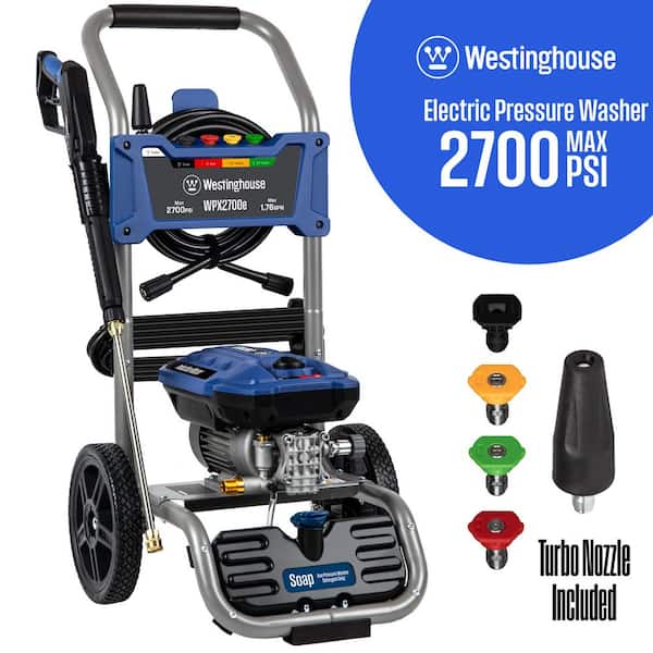 2700 PSI 1.76 GPM 13 Amp Cold Water Electric Powered Pressure Washer with Turbo Nozzle and 5 Quick Connect Tips
