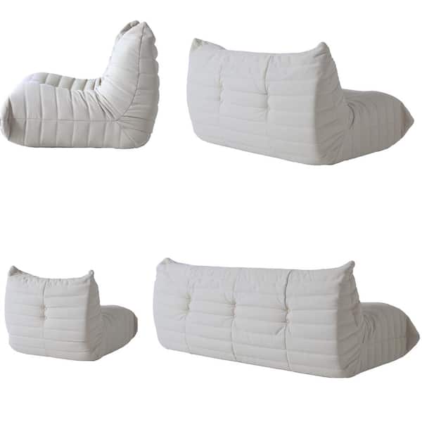 Magic Home Set of 2 Seat and 3 Seat Comfy Lazy Floor Sofa Foam-Filled Thick  Couch Bedroom Living Room Mohair Teddy Velvet Bean Bag MH-SF117BE-23 - The  Home Depot