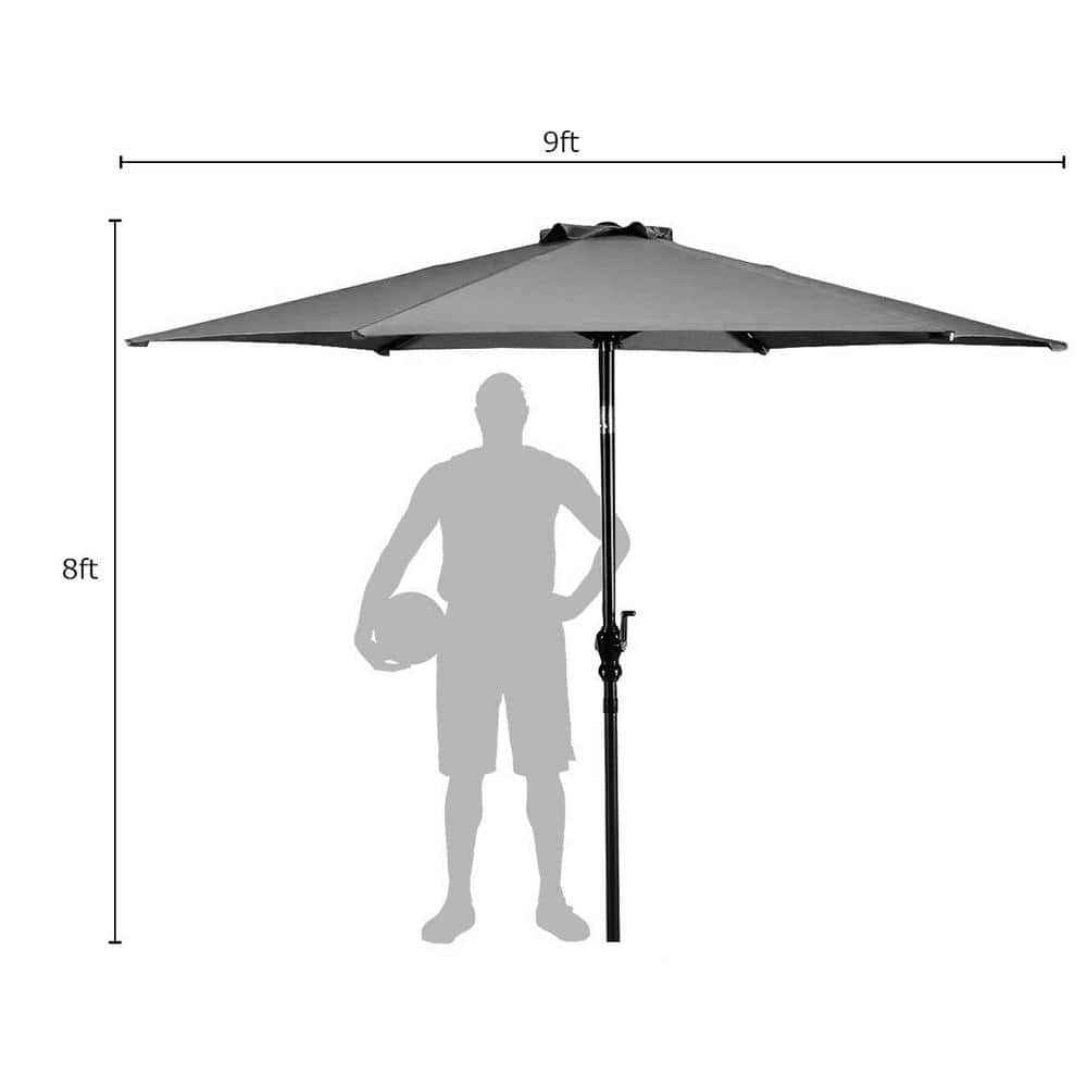 Red 9ft Steel Frame Outdoor Patio Umbrella with Crank