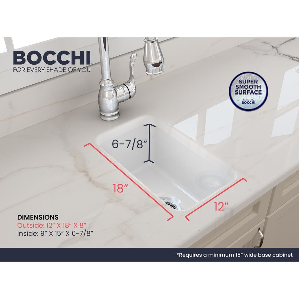 White Fireclay 12" Single Bowl Drop-in Sink