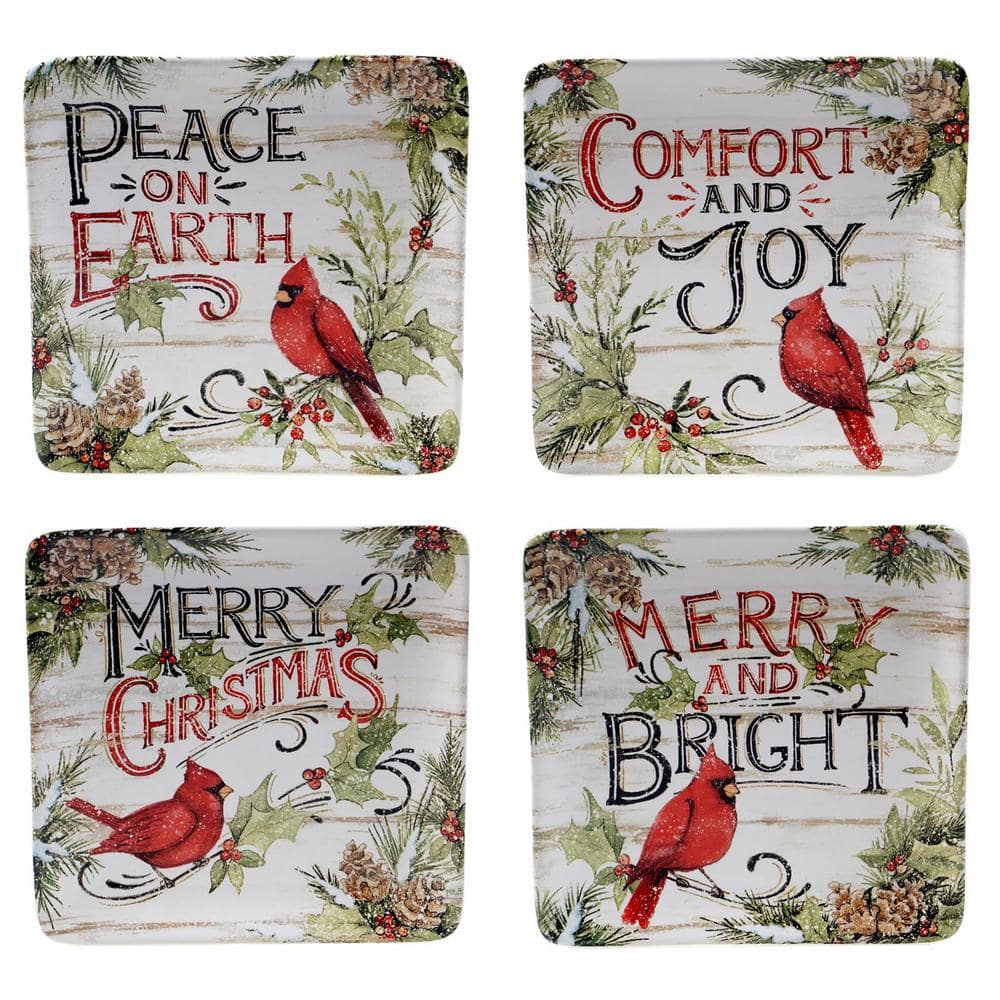8.5 in. Evergreen Christmas Multicolored Earthenware Dessert Plate (Set of 4) price history on PriceWatchPro