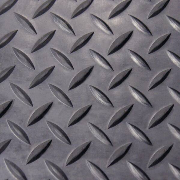 Rubber-Cal Diamond Plate Rubber Flooring Rolls 1/8-Inch x 4 x 6-Feet Black 
