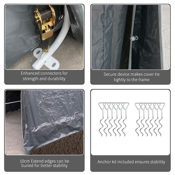 Outsunny Width in 7.9 ft. W x 9.2 ft. D Metal Shed with Double