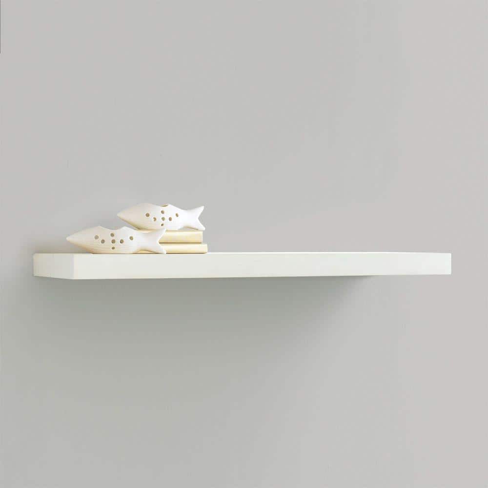 White MDF Floating Wall Shelf with Hidden Bracket, 36" x 10"
