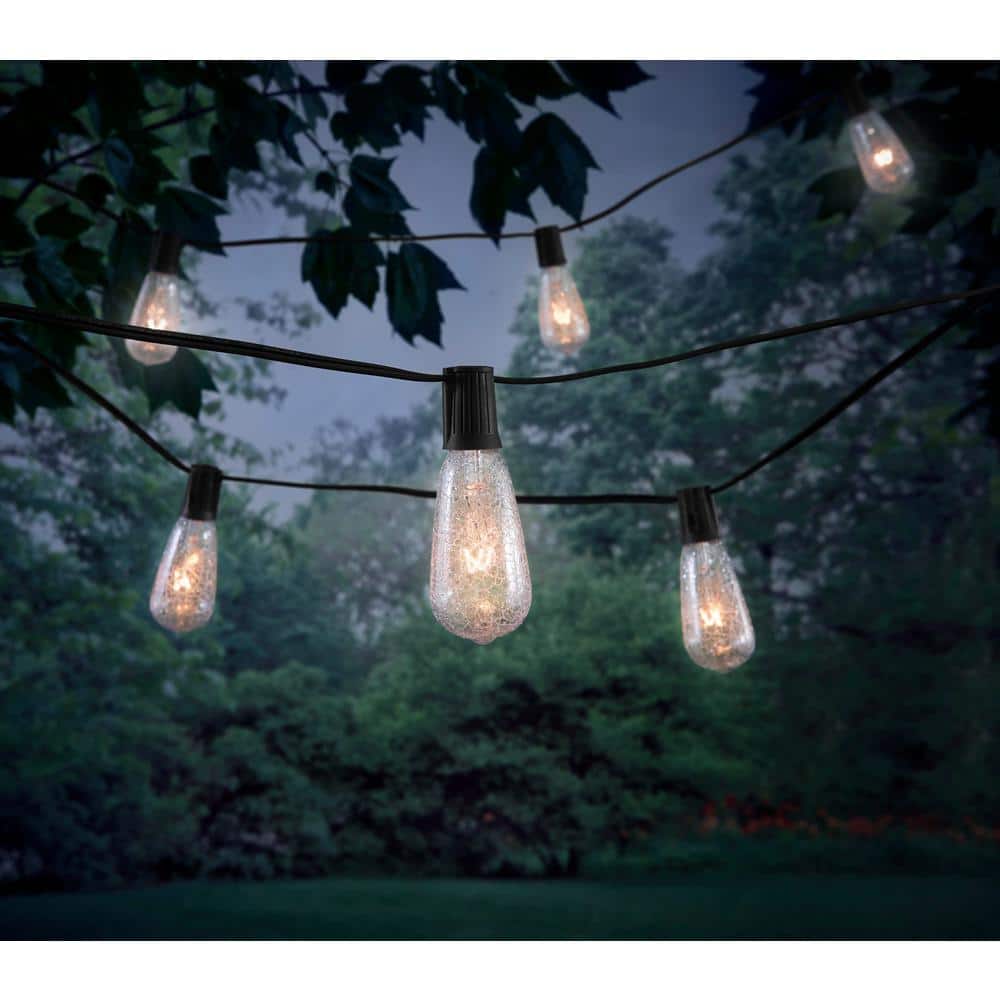 Hampton Bay Outdoor/Indoor 10 ft. Plug-In Incandescent ST40 Crackle Bulb String Light (10-Heads)