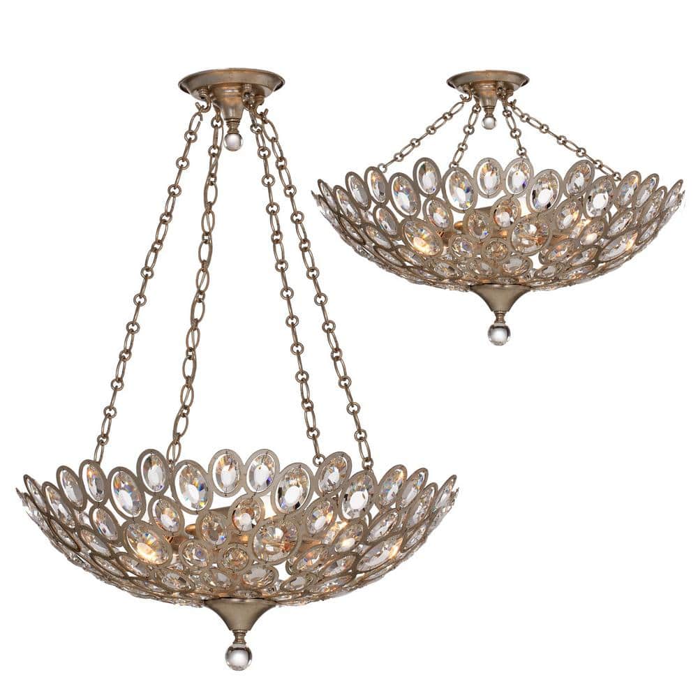 Distressed Twilight Crystal 5-Light Indoor Bowl Ceiling Mount