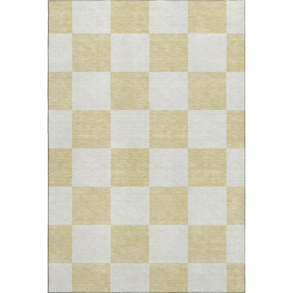 Mayfield Premium Machine Washable Abstract AMF2345 Wheat 5 ft. x 7 ft. 6 in. Area Rug