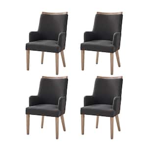 Borchard Charcoal Farmhouse Solid Wood Upholstered Dining Chair Set of 4
