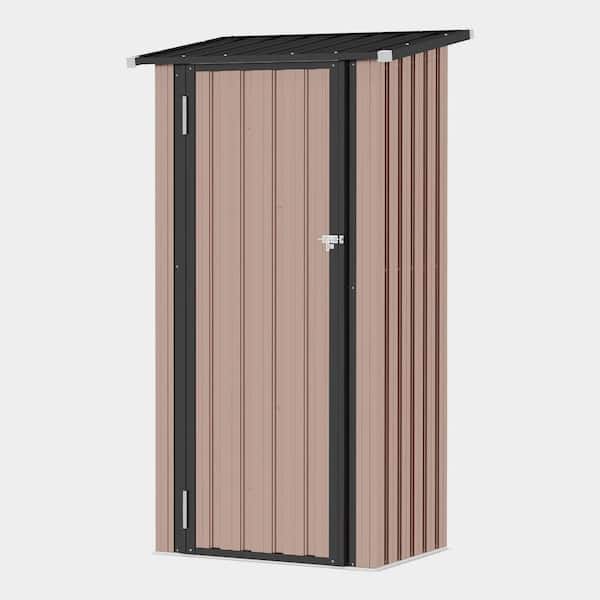 Outdoor 2.5 ft. W x 1.8 ft. D Metal Storage Shed with Sloping Roof and Lockable Door, Brown (4 sq. ft. )