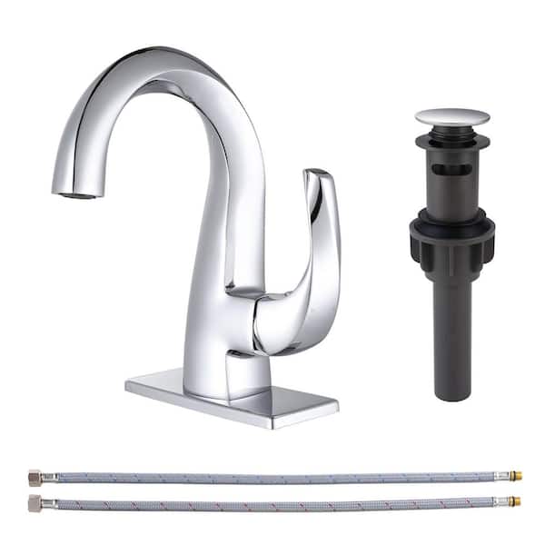 ARCORA Single-Lever Handle Single-Hole Bathroom Faucet with Deckplate  Included in Matte Black AR6101501C - The Home Depot