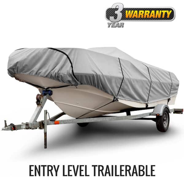 Budge Sportsman 300 Denier 16 ft. to 18 ft. (Beam Width Up to 90 in.) Gray  V-Hull Fishing Boat Cover Size BT-3 B-300-X3 - The Home Depot