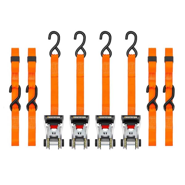 14 ft. Orange RatchetX Tie Down Straps with 1,000 lb. Safe Work Load - 4 pack