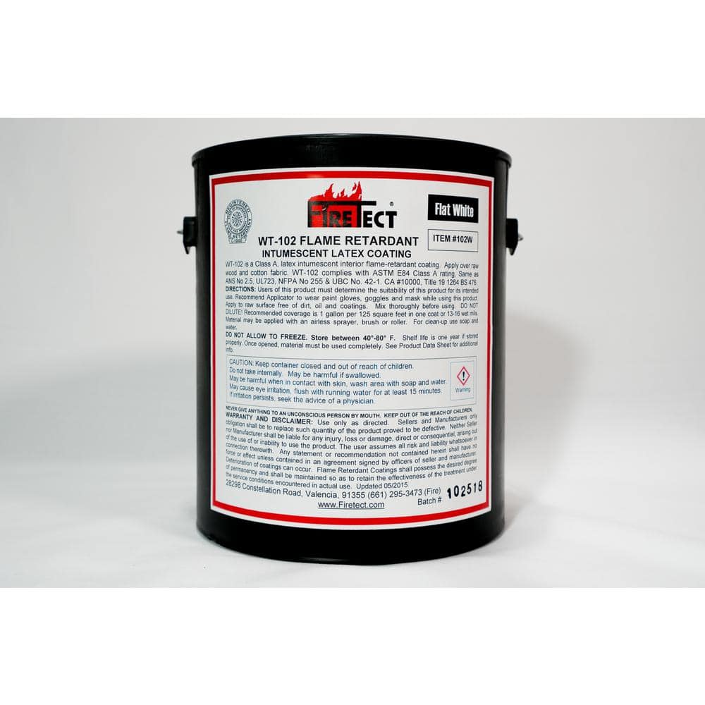 WT-102 1 gal. White Flat Latex Intumescent Fireproofing Flame Retardant Pai