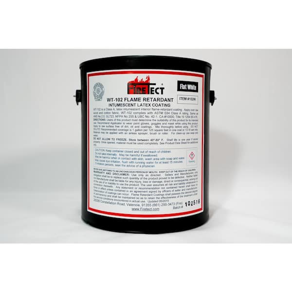 Firetect WT 102 1 gal. White Flat Latex Intumescent Fireproofing Flame Retardant Paint Coating for Wood 102W 1