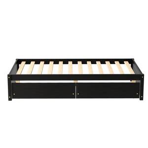 Lyian Brown Espresso Twin Size Platform Bed with 2 Drawers