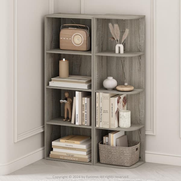 Furinno Reed 41.4 in. Tall French Oak Wood 4-Shelf Bookcase