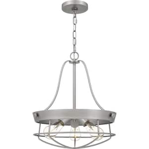 Southbourne 3-Light Antique Nickel Pendant with Open Steel Cage Frame