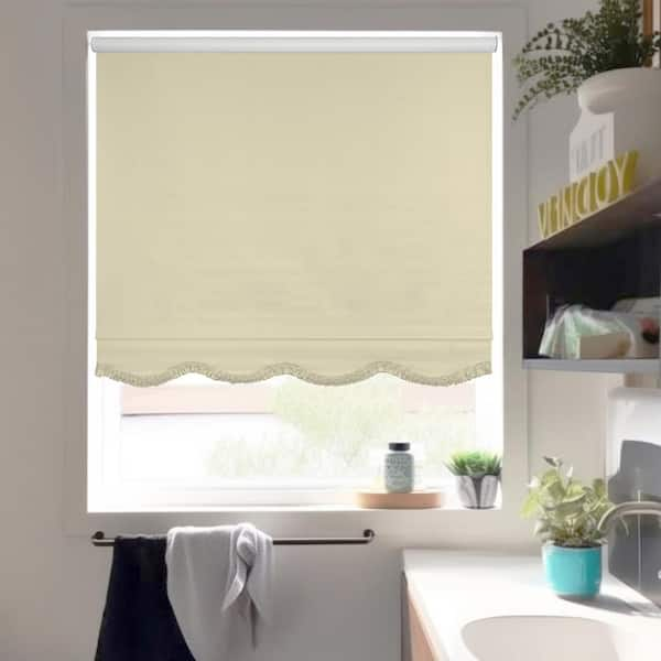 Chicology Fringe Cream Textured Cordless Blackout Privacy Vinyl Roller  Shade 27.5 in. W x 64 in. L RS-WS-V-CF-27.5X64 - The Home Depot