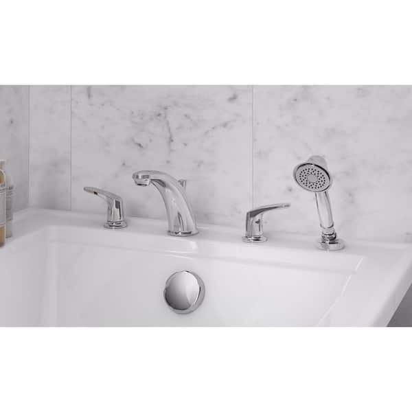 Colony PRO 2-Handle Deck-Mount Roman Tub Faucet for Flash Rough-in Valves with Hand Shower in Polished Chrome