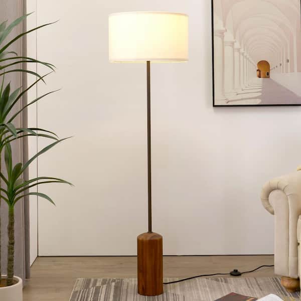 Brightech Oren 59.84 in. LED Walnut Brown Wood Midcentury Column