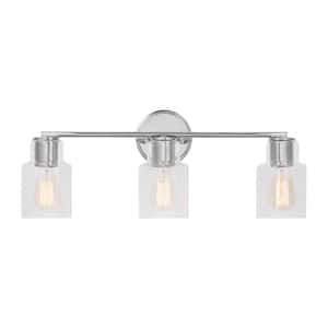 Sayward 24 in. W x 9.625 in. H 3-Light Chrome Bathroom Vanity Light with Clear Glass Shades