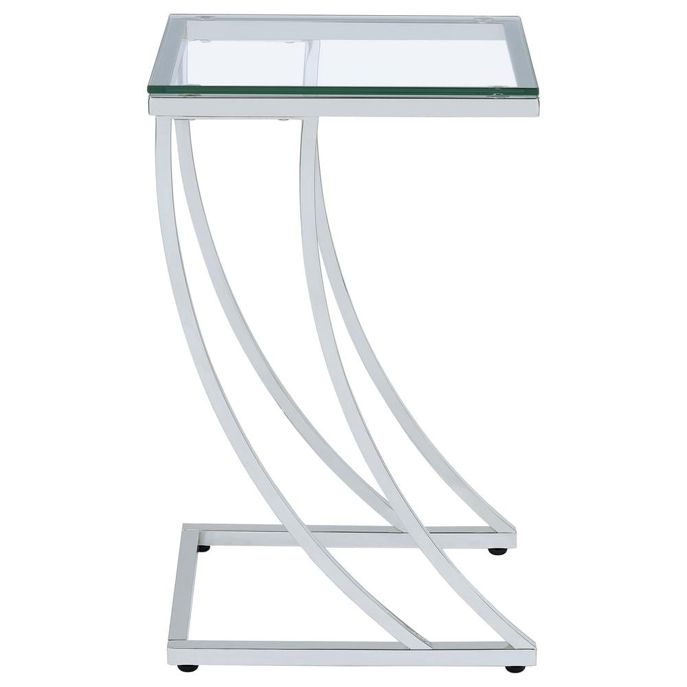 Cayden Contemporary Chrome and Clear Glass Accent Table
