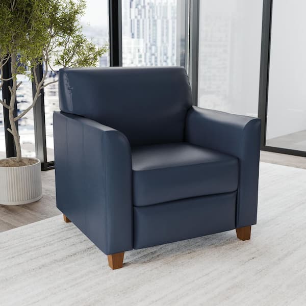 Hercules Diplomat Series Navy Faux Leather Soft Chair with Clean Line Stitched Frame